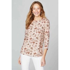 J. Jill Floral Print 3/4 Sleeve Top Size M
